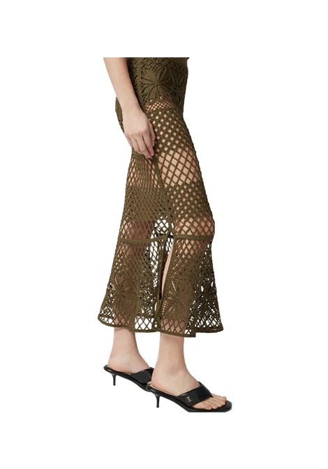 Gonna Pinko donna Crispo 104732 A2FF Verde poliestere viscosa aderente crochet rombi floreale PINKO | Gonne | 104732 A2FFX26